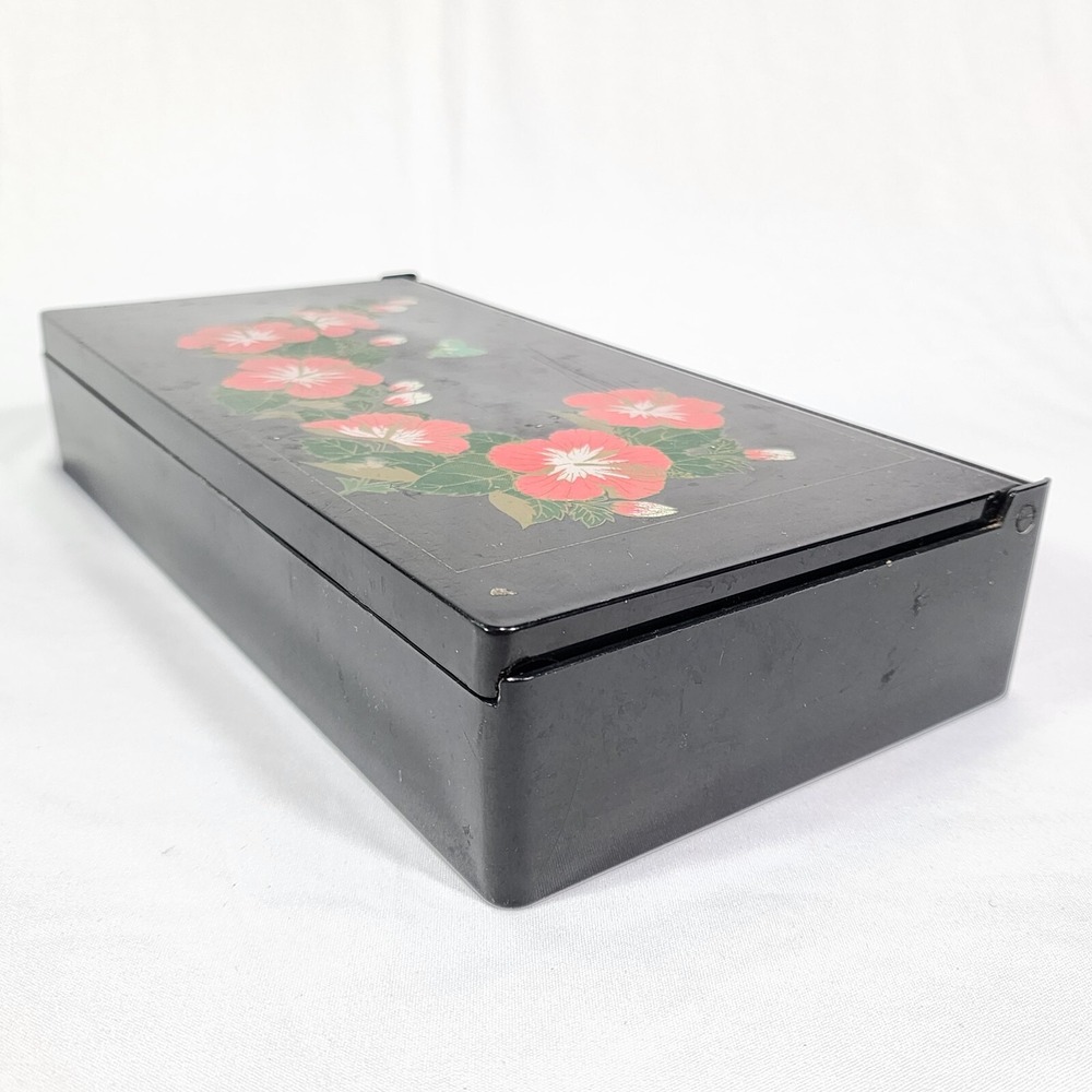 Vintage Hong Kong Travel Mirror Cosmetic Organizer‎ Jewelry Box Hibiscus Hawaii - Picture 6 of 12